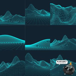 时尚酷炫科技感数据网格山脉起伏3D立体背景高清AI矢量设计素材-设计猿