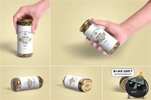 橄榄玻璃罐头瓶子厨房食品包装设计VI样机mockups展示模型PSD素材-设计猿