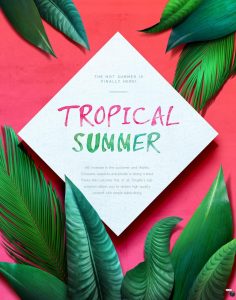 夏季文艺热带植物炫彩芭蕉叶邀请函新品上新海报PSD模板设计素材-设计猿