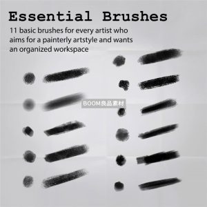 混合磨边式噪点颗粒笔痕效果画笔铅笔PS绘画笔刷PS素材笔触brush-设计猿