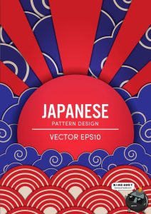 日式风格传统祥云海浪底纹海报广告卡片背景包装插画AI矢量素材-设计猿