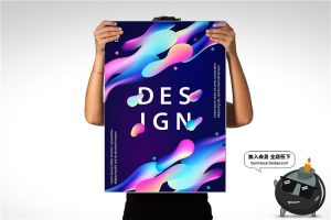 抽象全息渐变时尚彩色梦幻水晶几何多边形纹理3D海报AI矢量素材-设计猿