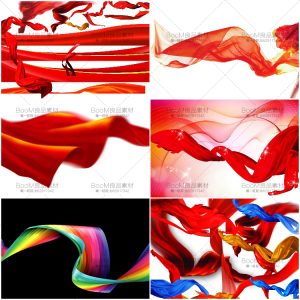 中国风红绸飘带丝绸丝巾图片绸缎红丝带飘扬透明PSD模板分层素材-设计猿