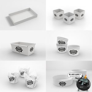 纸质食品食物外卖小吃蛋糕炸鸡包装样机模型PSD源文件设计PS素材-设计猿