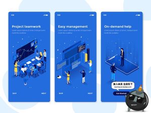 2.5D等距UI立体科技互联网页手机APP启动专题插画AI矢量素材模板-设计猿