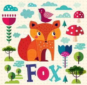 卡通可爱扁平化动物狮子狐狸鸟鳄鱼插画AI矢量PSD模板设计PS素材-设计猿