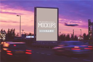 户外街边路边公交场景广告效果展示图PSD样机模板智能贴图PS素材-设计猿