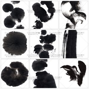 中国风国画墨迹晕染笔刷PSD素材水墨笔触古典风格古风毛笔PS素材-设计猿