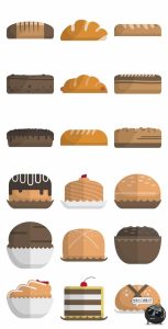 扁平化卡通咖啡面包烘焙蛋糕下午茶图标图形AI矢量PNG免抠素材-设计猿