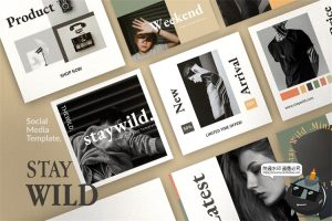 北欧极简简约新媒体品牌营销宣传海报图文排版PSD模板PS素材-设计猿