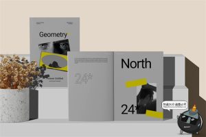 欧式极简冷淡风A4画册书本杂志书籍智能贴图样机PSD模板PS素材-设计猿