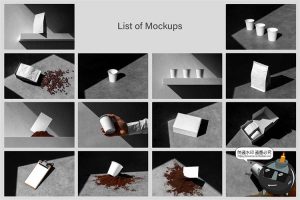 咖啡店铺VI提案包装咖啡豆纸杯手写单PSD模板智能贴图样机素材-设计猿