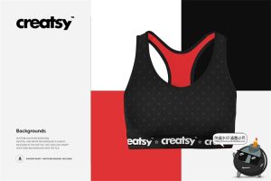 女款运动健身紧身内衣背心印花图案贴图样机展示效果PSD模板素材-设计猿