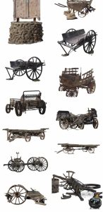 西部马车古老农场牧场工地推车场景道具装饰元素后期合成PNG素材-设计猿