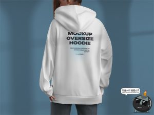 潮流Oversize宽松连帽套头卫衣模特展示效果样机PSD模板PS素材-设计猿