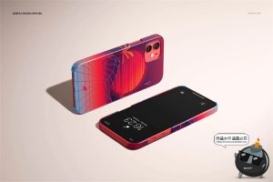 苹果iPhone 12手机保护壳硬壳直角边贴图展示效果PSD模板样机素材-设计猿