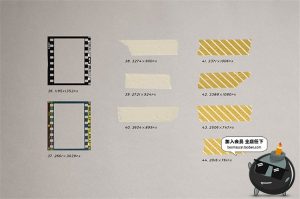 复古相机老电影胶片风格胶卷胶带相框边框PNG免抠后期合成PS素材-设计猿