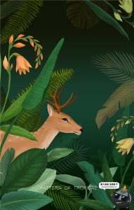 文艺热带自然火烈鸟植物背景鹿丛林树林雨林海报广告PSD模板素材-设计猿