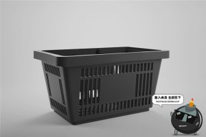 连锁超市品牌购物篮手提塑料篮子品牌Logo贴图样机PSD模板PS素材-设计猿