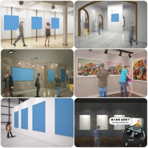 博物馆展览馆展厅美术馆海报画展场景图PSD文创样机智能贴图素材-设计猿