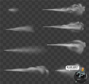 喷射状气体烟雾特效尾气飞机气流轨迹飞行轨迹效果AI矢量后期素材-设计猿