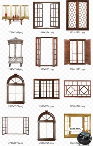 中国风古代屏风传统边框隔断花窗门窗木质纹窗户古典PNG免抠素材-设计猿