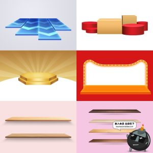 电商商品几何立体主图彩色展示台舞台台面木板海报PSD模板PS素材-设计猿