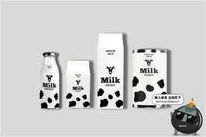牛奶果汁饮料饮品包装盒子瓶子品牌LOGO贴图VI样机PSD模板PS素材-设计猿