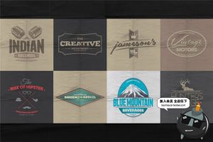 欧式英文户外复古徽章山峰图标队伍标签logo模板AI矢量PSD素材-设计猿