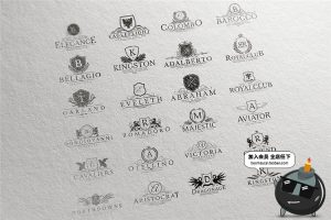 复古欧式英文风格麦穗Logo图标徽章标志设计PSD模板AI矢量素材-设计猿