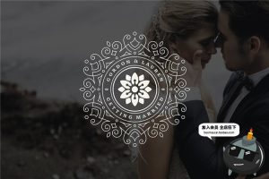 唯美复古风格婚礼品牌LOGO徽章图标标志AI矢量PSD模板设计素材-设计猿