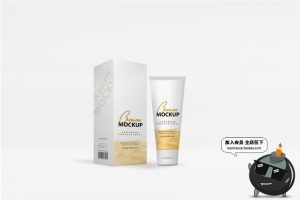 护肤品护手霜膏条包装化妆品外观设计贴图展示样机PSD模板PS素材-设计猿