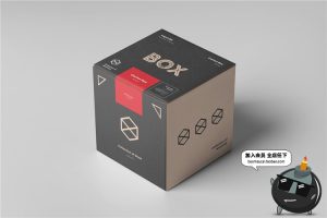 正方形盒子纸盒礼物礼品礼盒包装设计样机mockups展示PSD模板素材-设计猿