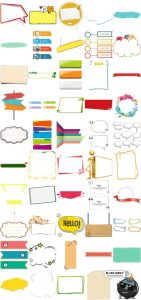 卡通儿童可爱手绘彩色气泡框爆炸文本会话对话框云朵边框PNG素材-设计猿