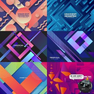 潮流时尚彩色创意炫酷线条几何抽象图形设计图案背景AI矢量素材-设计猿