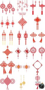 古典红色喜庆中国结新年装饰剪纸挂饰绳结元素图案PNG免抠PS素材-设计猿