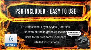 17款热熔岩火焰燃烧效果字体特效PS图层ASL样式设计PS素材-设计猿