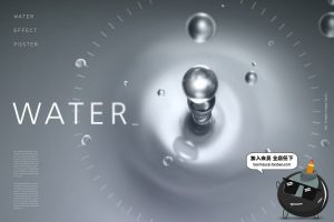 透明纯净水滴晶莹剔透滴溅广告海报模板分层设计PSD源文件PS素材-设计猿