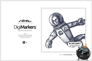 宽头马克笔线条勾勒画画描边线稿笔刷效果手绘板abr笔刷绘画素材-设计猿