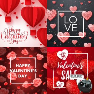 卡通可爱3D立体剪纸风折纸七夕情人节爱心促销海报模板AI矢量素材-设计猿