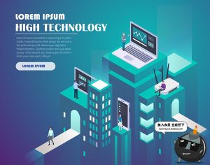 2.5D等距立体UI插画商务科技技术网页元素海报AI矢量设计素材-设计猿