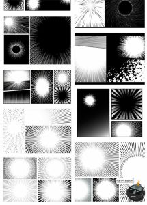 漫画动漫气氛径向放射线条手绘波普冲击速度装饰背景AI矢量素材-设计猿
