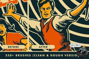 复古半色调波浪线条点阵波点绘画插画漫画笔刷PS笔刷ABR格式素材-设计猿