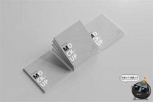 正方形宣传画册说明书籍封面智能贴图效果展示vi样机PSD模板素材-设计猿