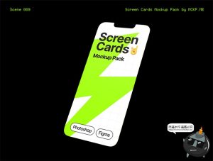 刘海屏APP应用UI界面效果图3D立体展示贴图样机PSD模板PS素材-设计猿