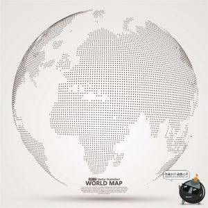 未来科幻科技感数字地球点线构成网络信息世界背景插画AI矢量素材-设计猿