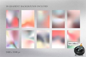 酸性渐变美学简约潮流海报图文方形竖版排版PSD模板素材附带字体-设计猿