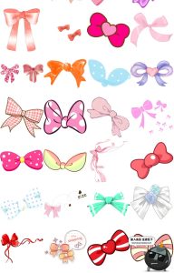 可爱卡通手绘蝴蝶结贴纸贴图照片美化装饰PNG免扣透明设计PS素材-设计猿