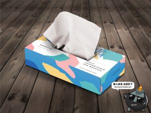 纸巾抽纸餐巾纸盒卫生纸盒装样机包装贴图效果PSD模板PS设计素材-设计猿