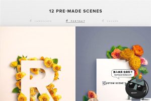 简约花卉鲜花花朵聚焦场景边框背景摆设元素PNG免扣素材PSD模板-设计猿